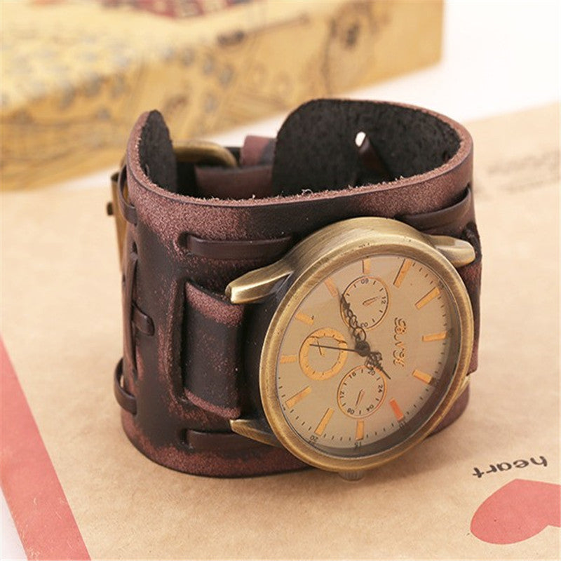 Accessories Watches Retro Cowhide Watches Punk Watches Men'S Wrist Watches