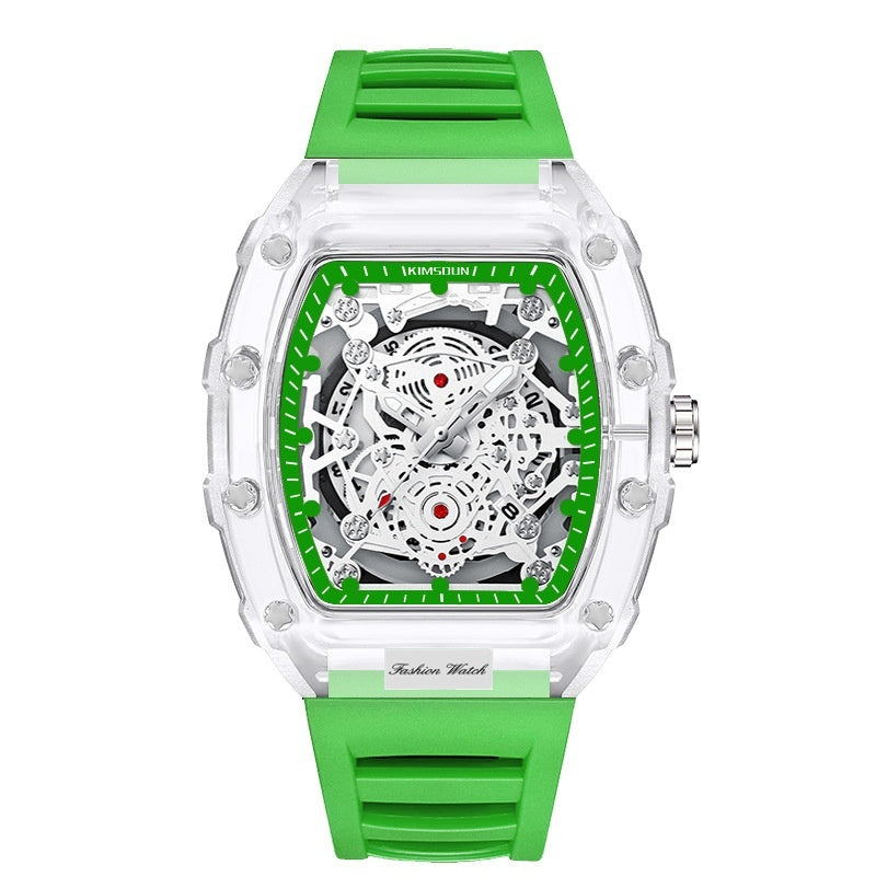 Fashionable Transparent Mens Watches Waterproof Timepieces