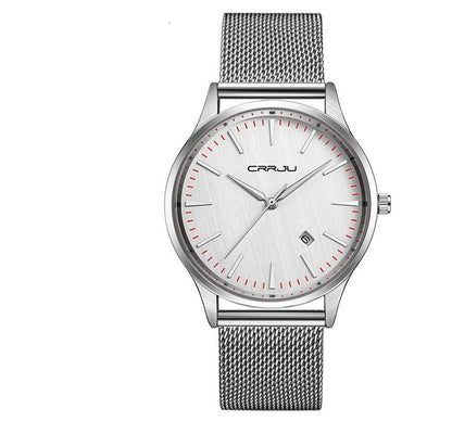 New men's steel mesh belt watch men's watch calendar casual business watch men