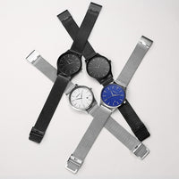 New men's steel mesh belt watch men's watch calendar casual business watch men