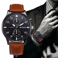Retro Design Leather Band Watches Men NEW Mens Sports Clock Analog Quartz Wrist Watches