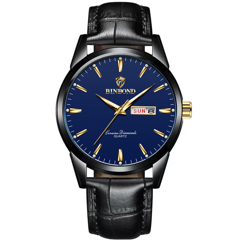 Double Calendar Waterproof Quartz Watch Men
