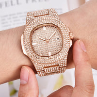 Mens Watches Fashion Diamond Date Quartz Watch